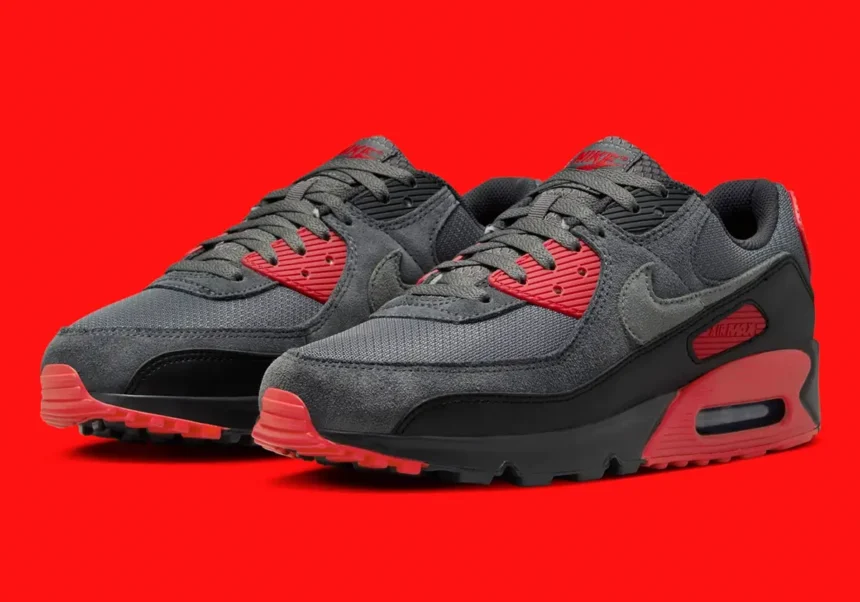 Grey red shops nike air max